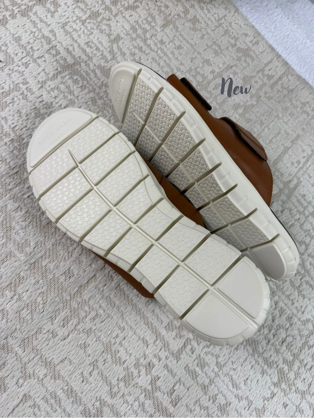 Cole Haan Tan Leather Double-Strap Slide Sandals for Men